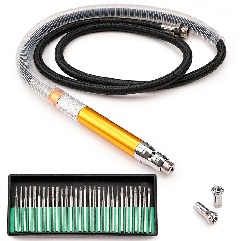 SI FANG 1/8'' Micro Pneumatic Air Pencil Die Grinder Kit, Pencil Style 52000-70,000 RPM, 3mm 3.17mm & 2.38mm Capacity, Engraving Tool - Image 1